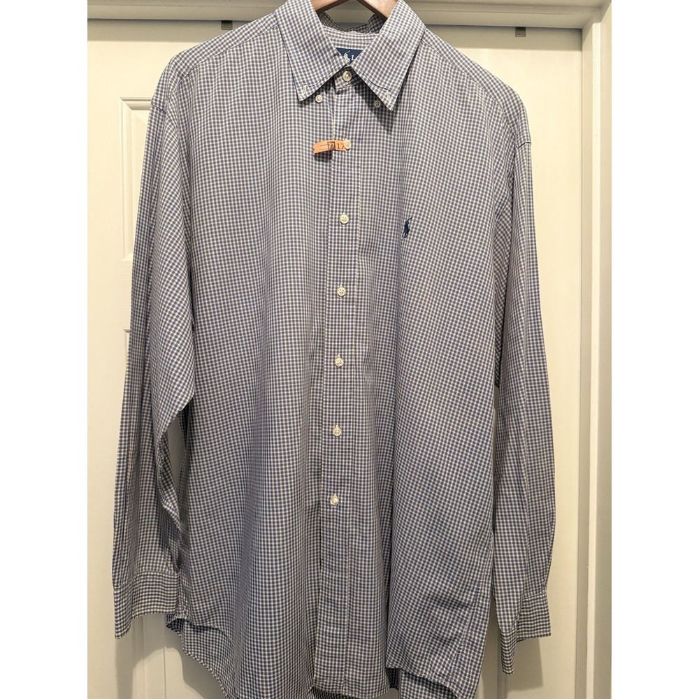 Men's Ralph Lauren‎ Lg Blake Long Sleeve Blue Yellow Gingham GUC small Spot